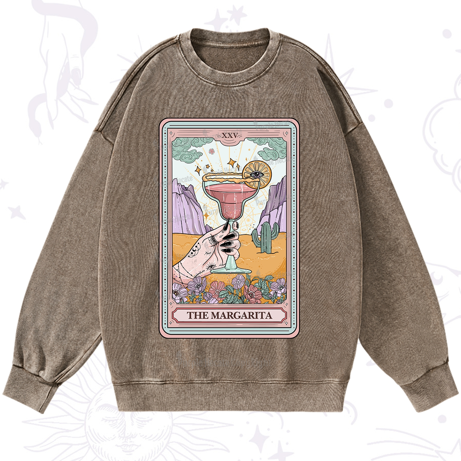 Purplehecate The Margarita Tarot Card Washed Sweatshirt
