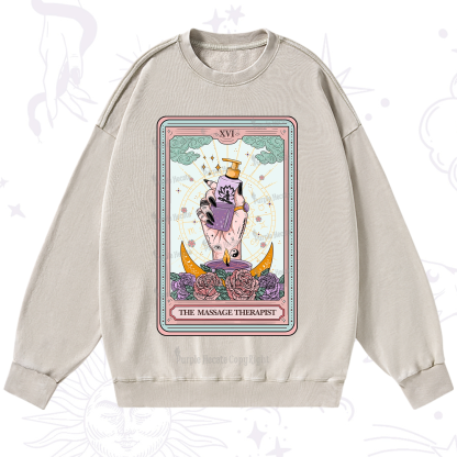 Purplehecate The Massage Therapist Tarot Card Washed Sweatshirt