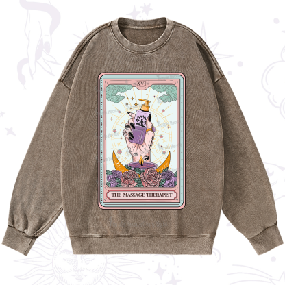 Purplehecate The Massage Therapist Tarot Card Washed Sweatshirt