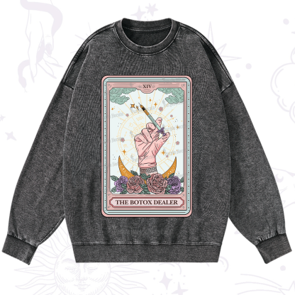Purplehecate The Botox Dealer Tarot Card Washed Sweatshirt