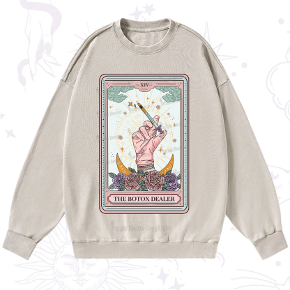 Purplehecate The Botox Dealer Tarot Card Washed Sweatshirt