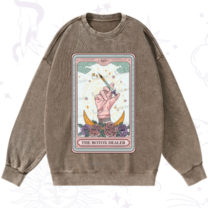 Purplehecate The Botox Dealer Tarot Card Washed Sweatshirt
