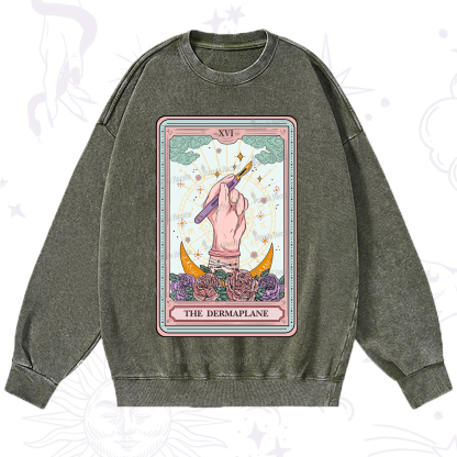 Purplehecate The Dermaplane Tarot Card Washed Sweatshirt