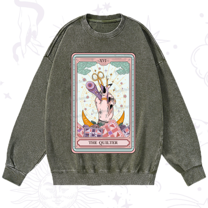 Purplehecate The Quilter Tarot Card Washed Sweatshirt