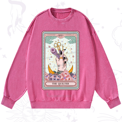 Purplehecate The Quilter Tarot Card Washed Sweatshirt