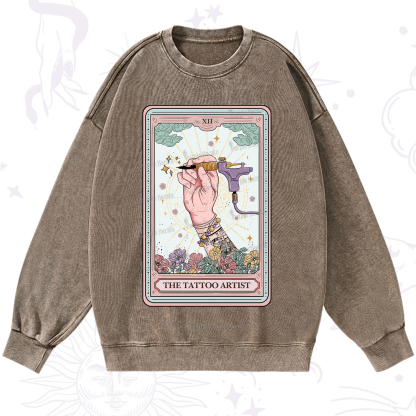 Purplehecate The Tattoo Artist Tarot Card Washed Sweatshirt