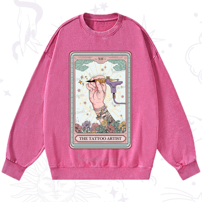 Purplehecate The Tattoo Artist Tarot Card Washed Sweatshirt