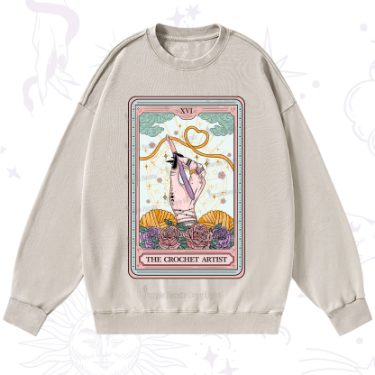 Purplehecate The Crochet Artist Tarot Card Washed Sweatshirt