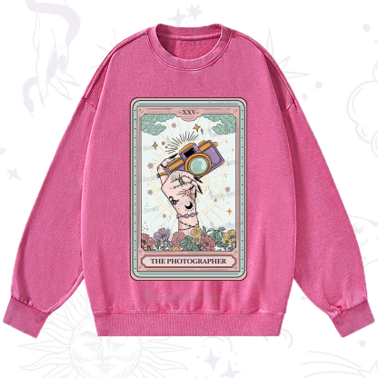 Purplehecate The Photographer Tarot Card Washed Sweatshirt