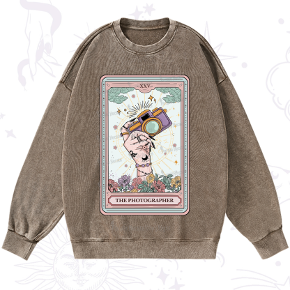 Purplehecate The Photographer Tarot Card Washed Sweatshirt