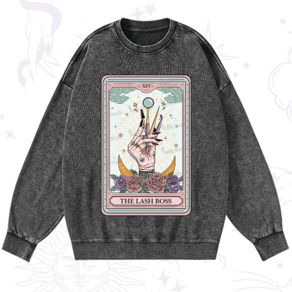 Purplehecate The Lash Boss Tarot Card Washed Sweatshirt
