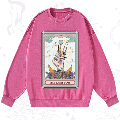 Purplehecate The Lash Boss Tarot Card Washed Sweatshirt