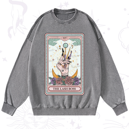 Purplehecate The Lash Boss Tarot Card Washed Sweatshirt