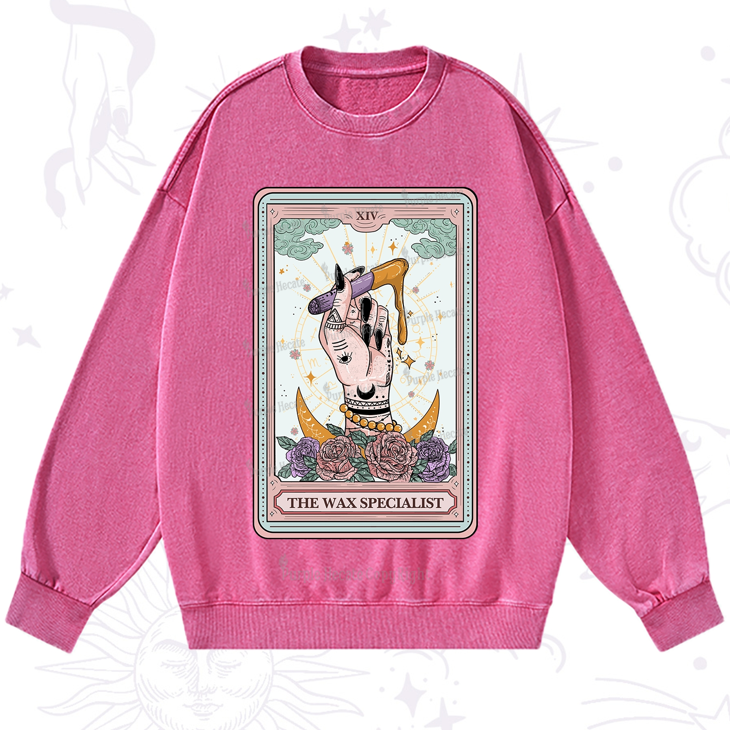 Purplehecate The Wax Specialist Tarot Card Washed Sweatshirt