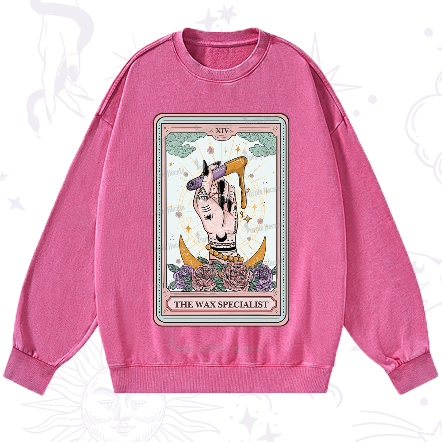 Purplehecate The Wax Specialist Tarot Card Washed Sweatshirt