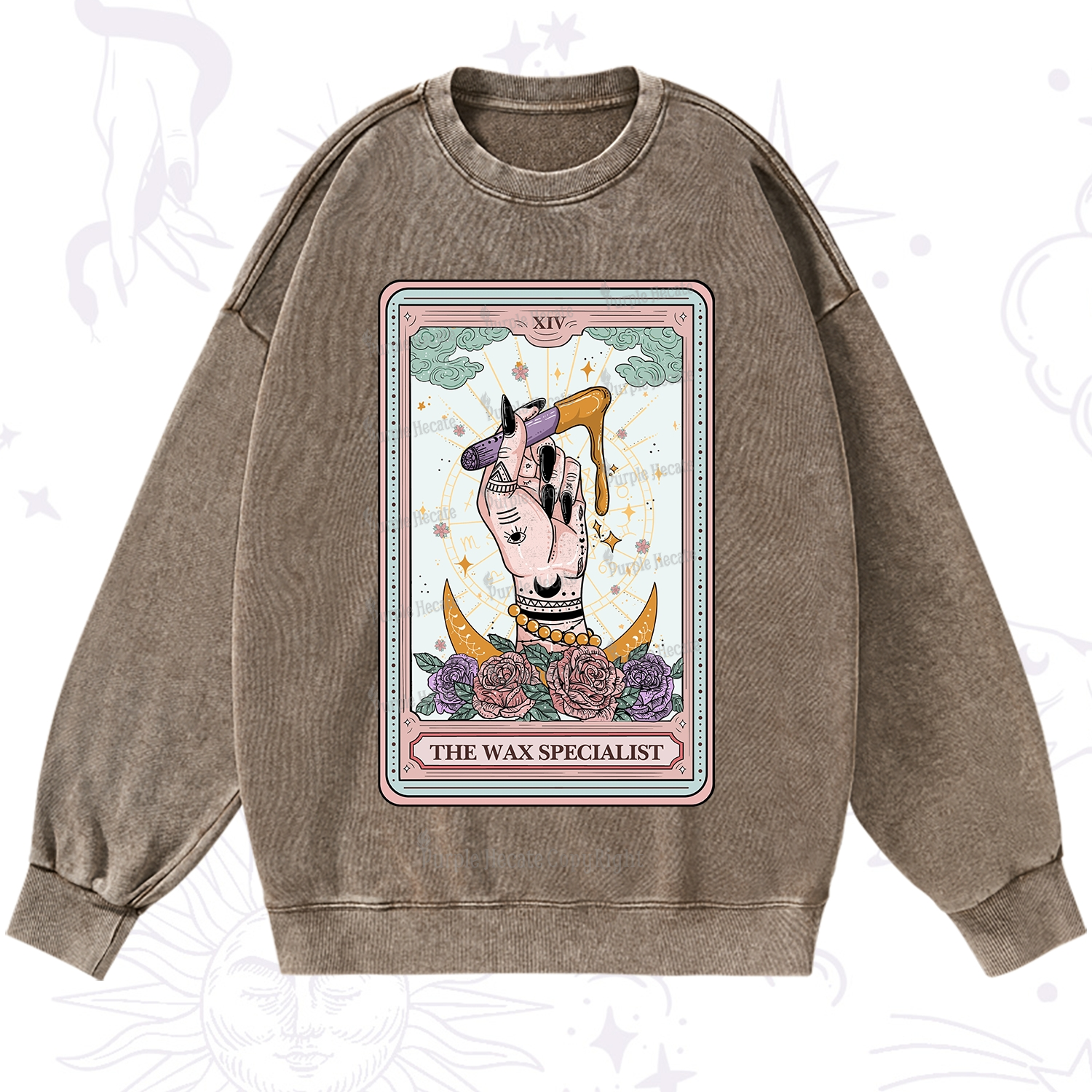 Purplehecate The Wax Specialist Tarot Card Washed Sweatshirt