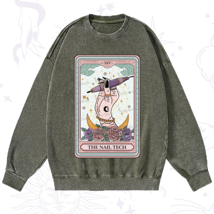 Purplehecate The Nail Tech Tarot Card Washed Sweatshirt