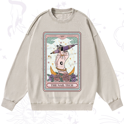 Purplehecate The Nail Tech Tarot Card Washed Sweatshirt