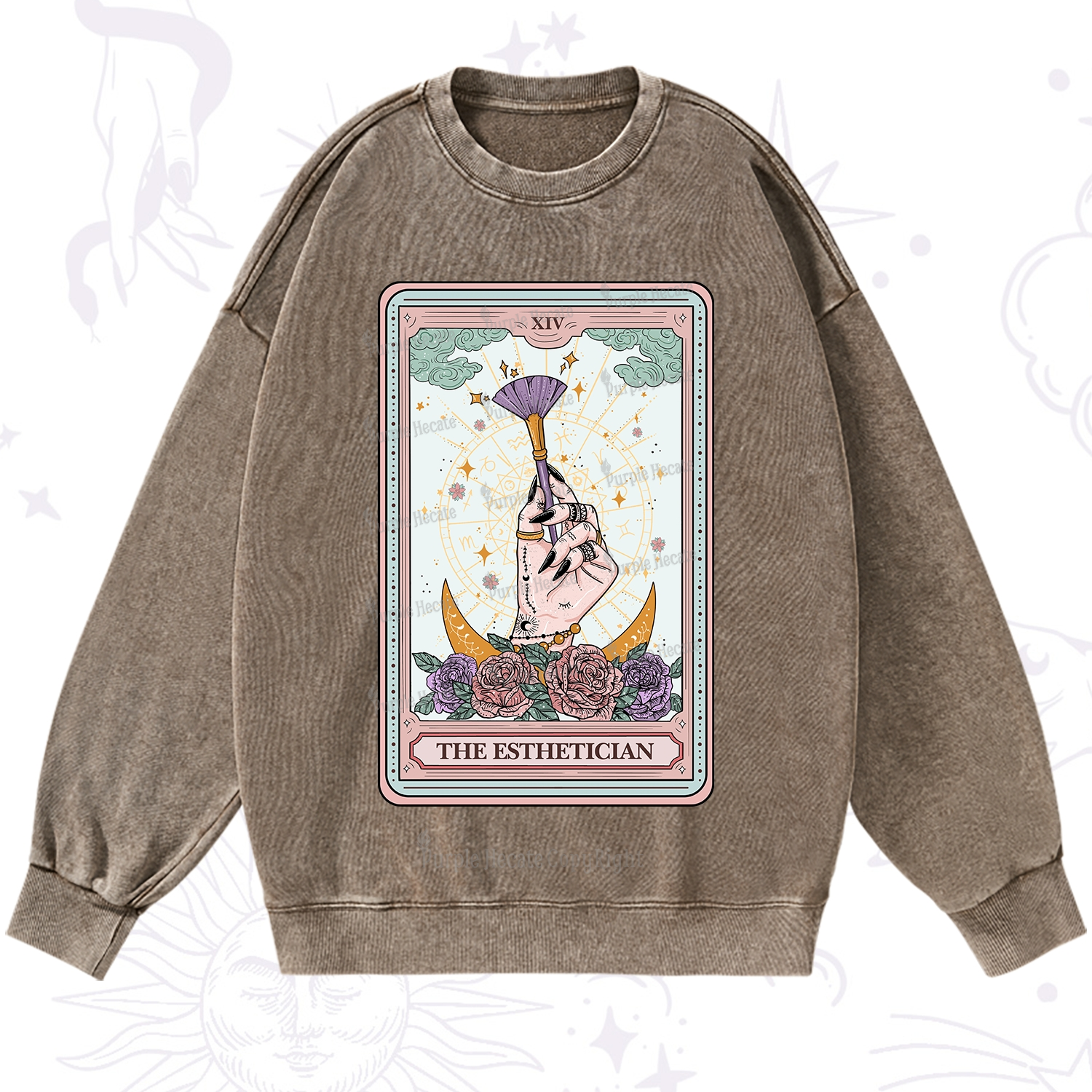 Purplehecate The Esthetician Tarot Card Washed Sweatshirt