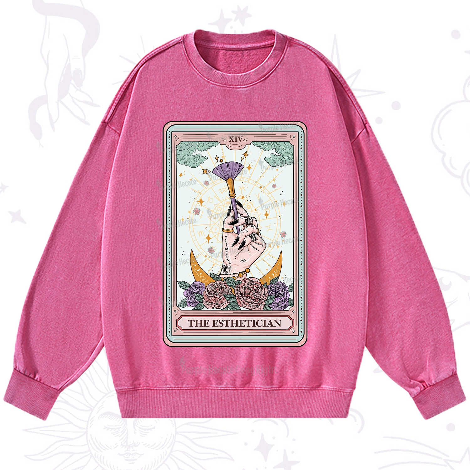 Purplehecate The Esthetician Tarot Card Washed Sweatshirt