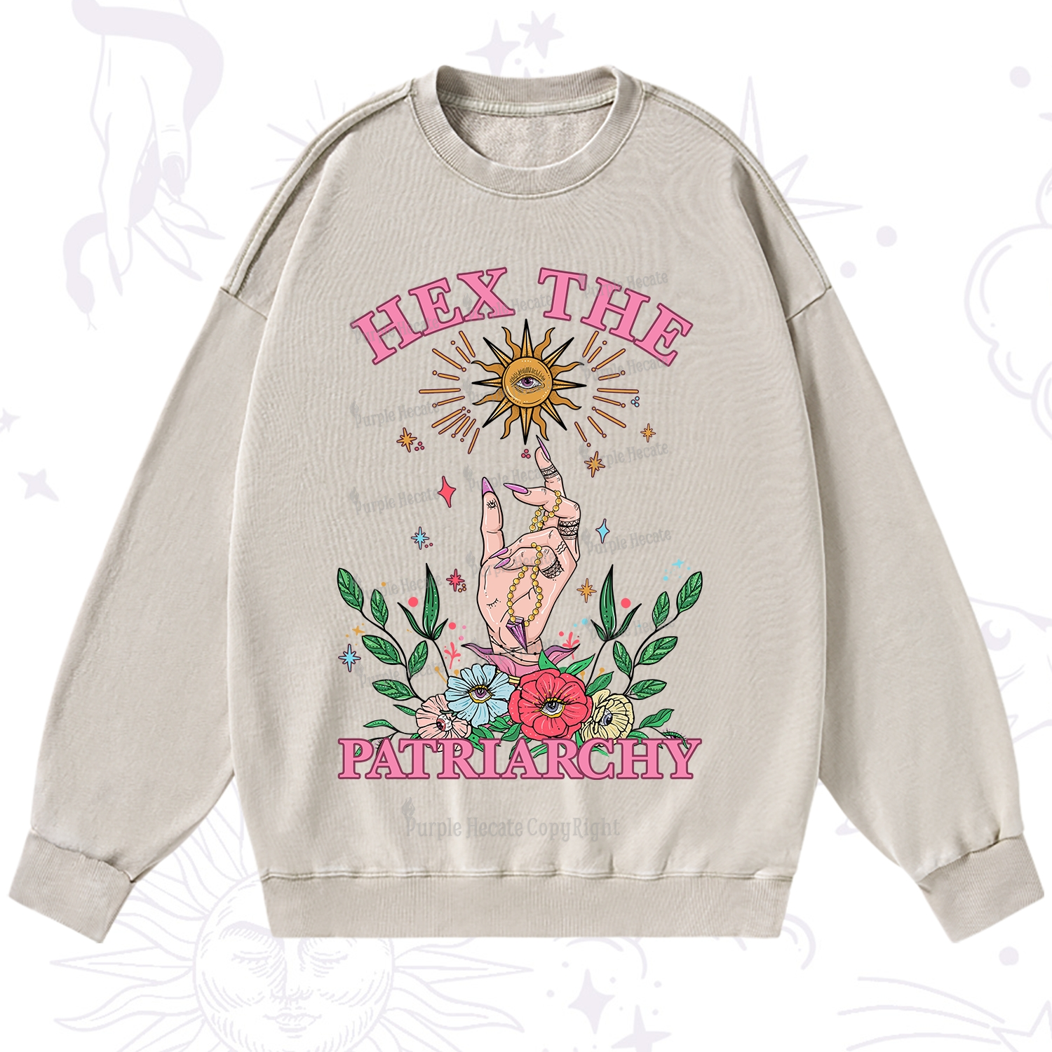 Purplehecate Hex The Patriarchy Witchy Washed Sweatshirt