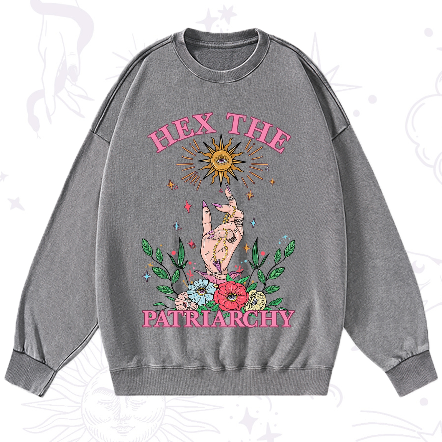 Purplehecate Hex The Patriarchy Witchy Washed Sweatshirt