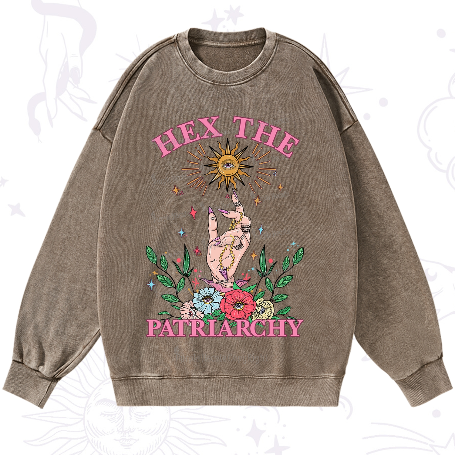 Purplehecate Hex The Patriarchy Witchy Washed Sweatshirt