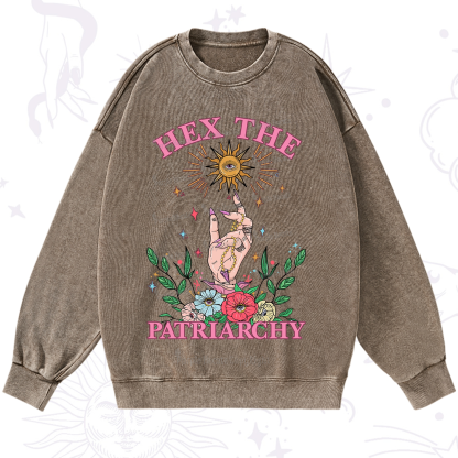 Purplehecate Hex The Patriarchy Witchy Washed Sweatshirt