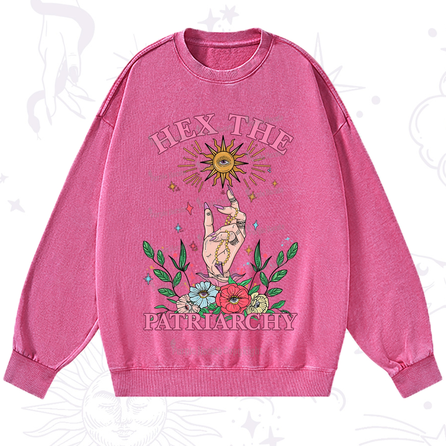 Purplehecate Hex The Patriarchy Witchy Washed Sweatshirt