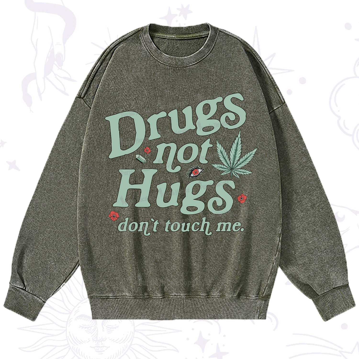 Purplehecate Sarcastic Weed Washed Sweatshirt