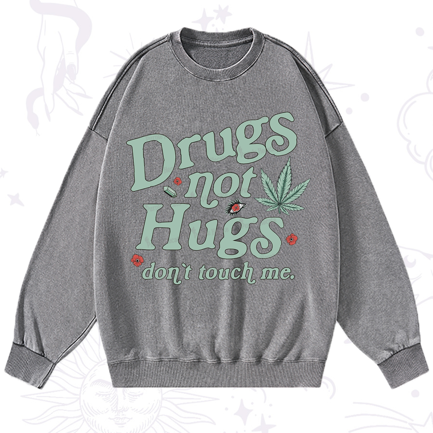 Purplehecate Sarcastic Weed Washed Sweatshirt