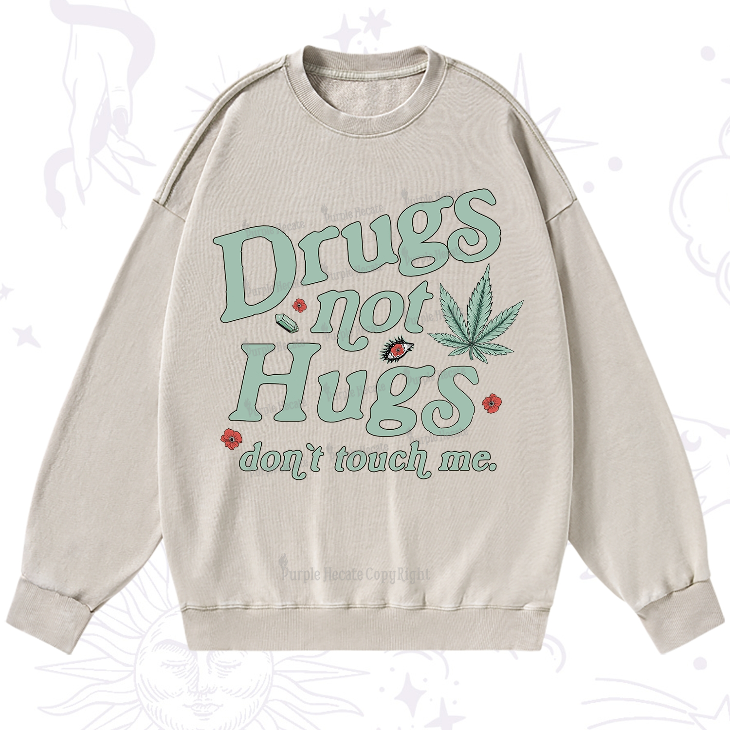 Purplehecate Sarcastic Weed Washed Sweatshirt