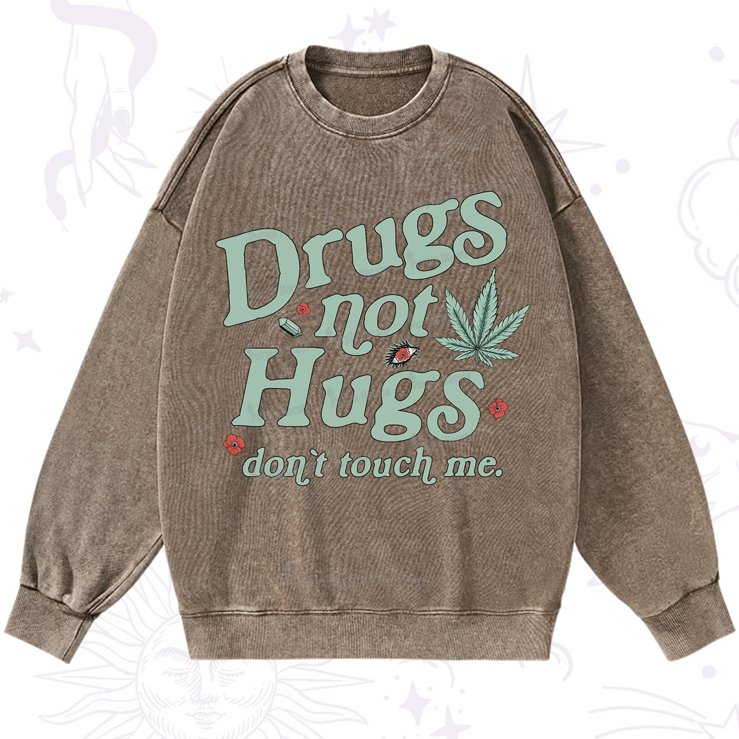 Purplehecate Sarcastic Weed Washed Sweatshirt