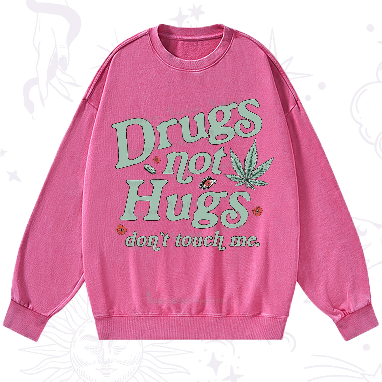 Purplehecate Sarcastic Weed Washed Sweatshirt