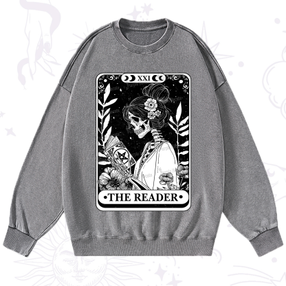 Purplehecate The Reader Skeleton Tarot Washed Sweatshirt