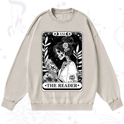 Purplehecate The Reader Skeleton Tarot Washed Sweatshirt