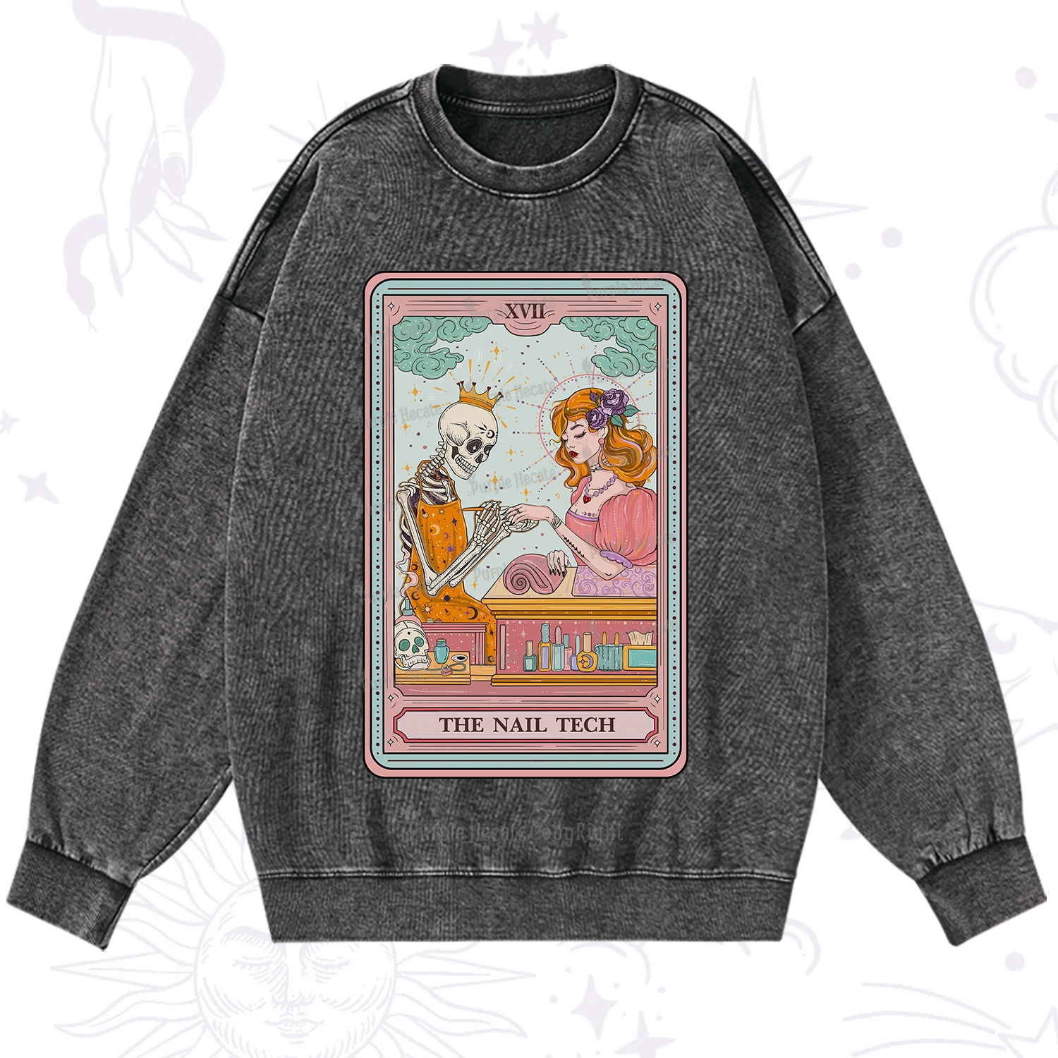 Purplehecate The Nail Tech Life Tarot Washed Sweatshirt