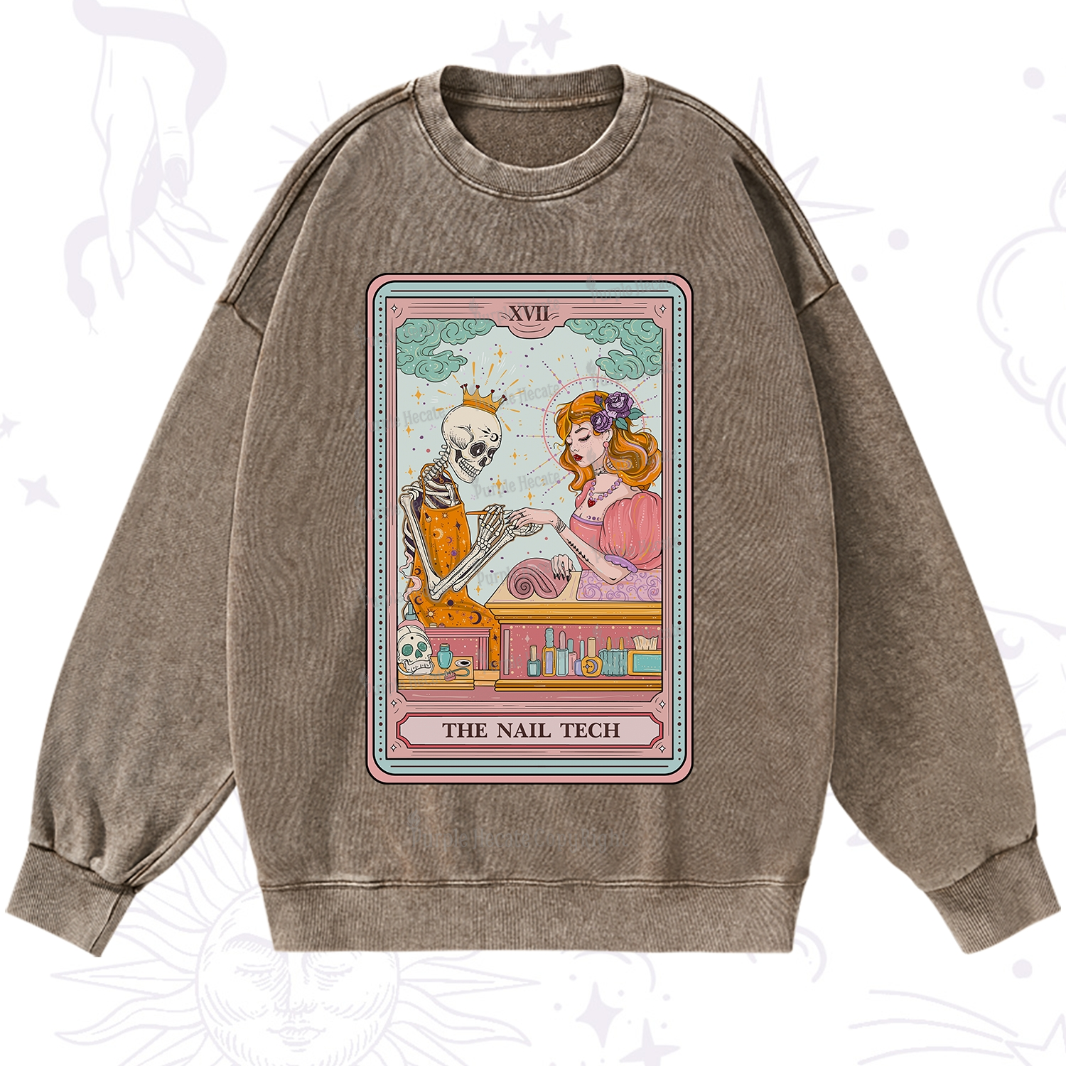 Purplehecate The Nail Tech Life Tarot Washed Sweatshirt