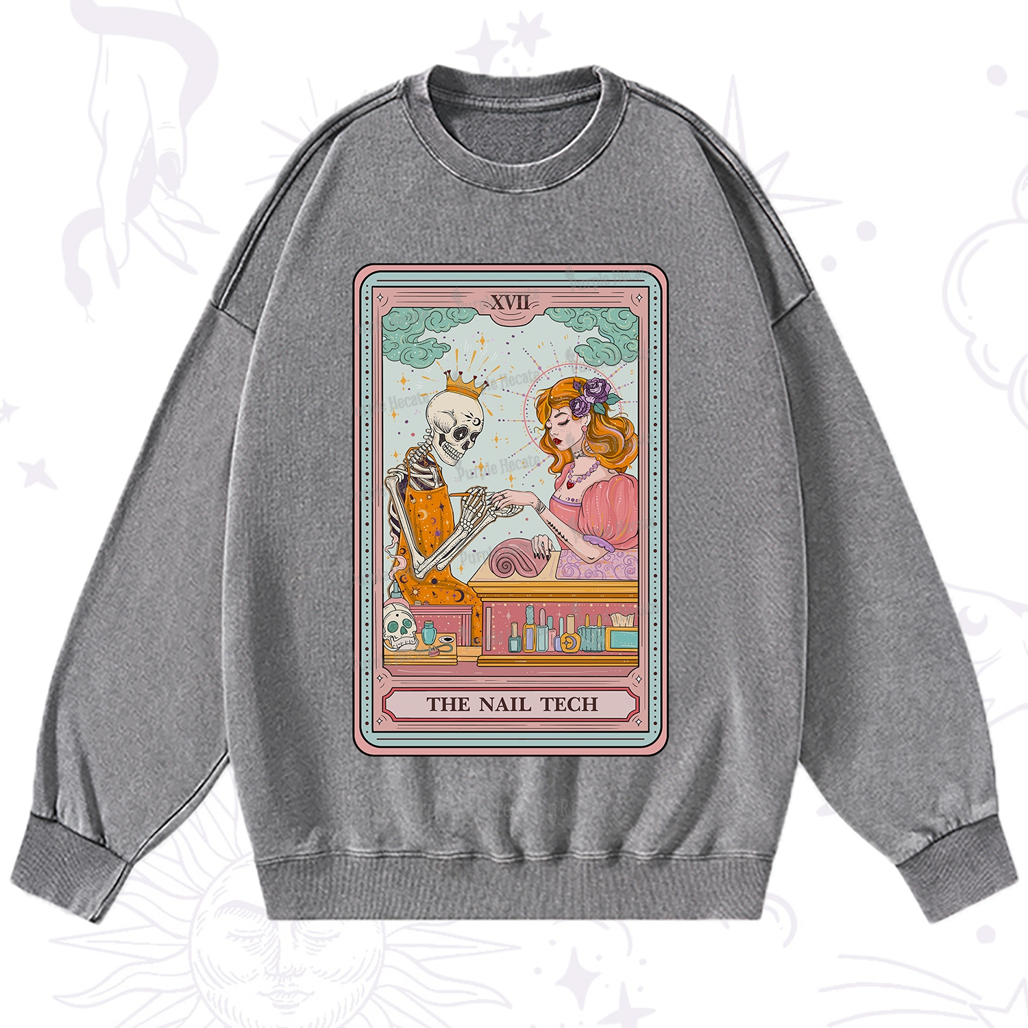 Purplehecate The Nail Tech Life Tarot Washed Sweatshirt