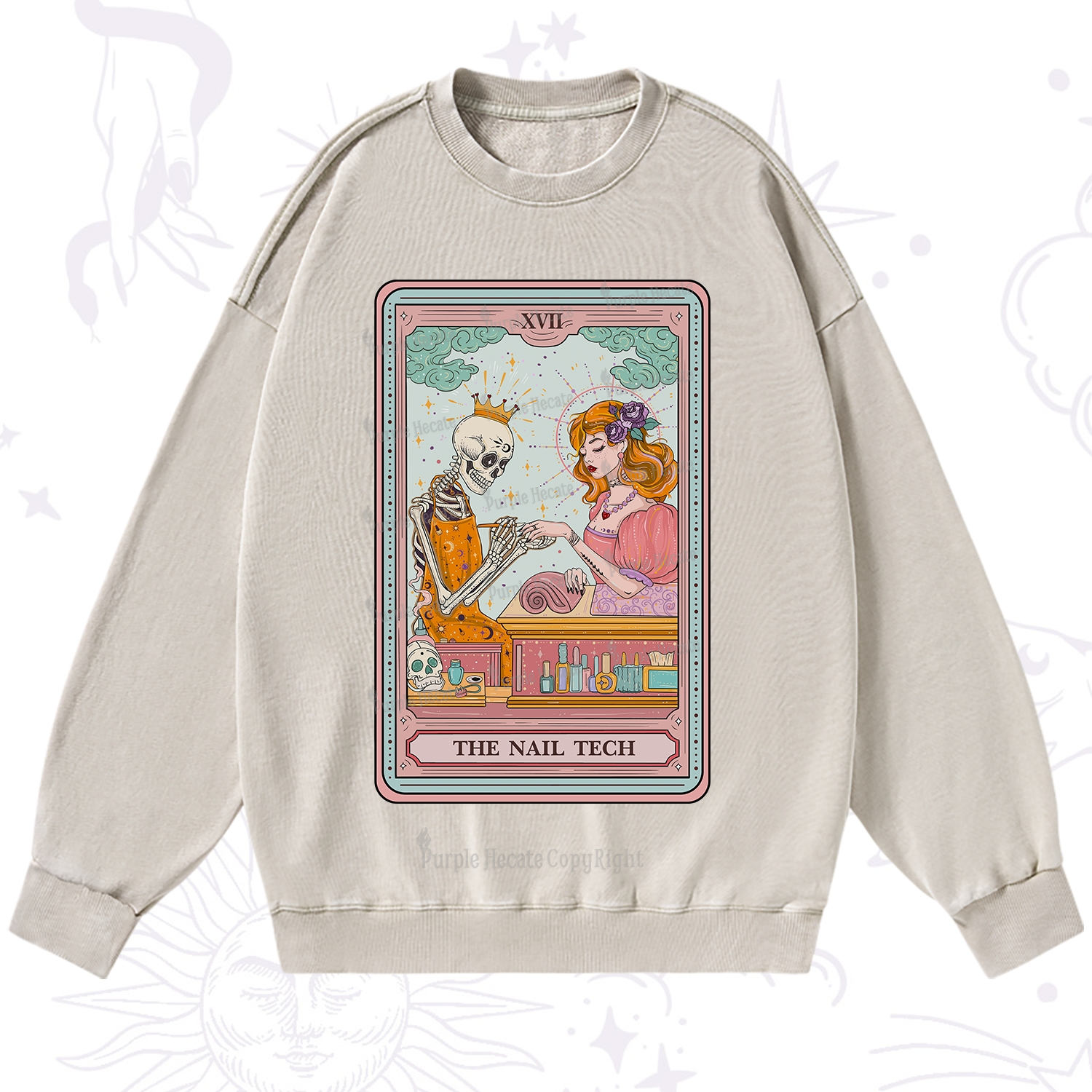 Purplehecate The Nail Tech Life Tarot Washed Sweatshirt