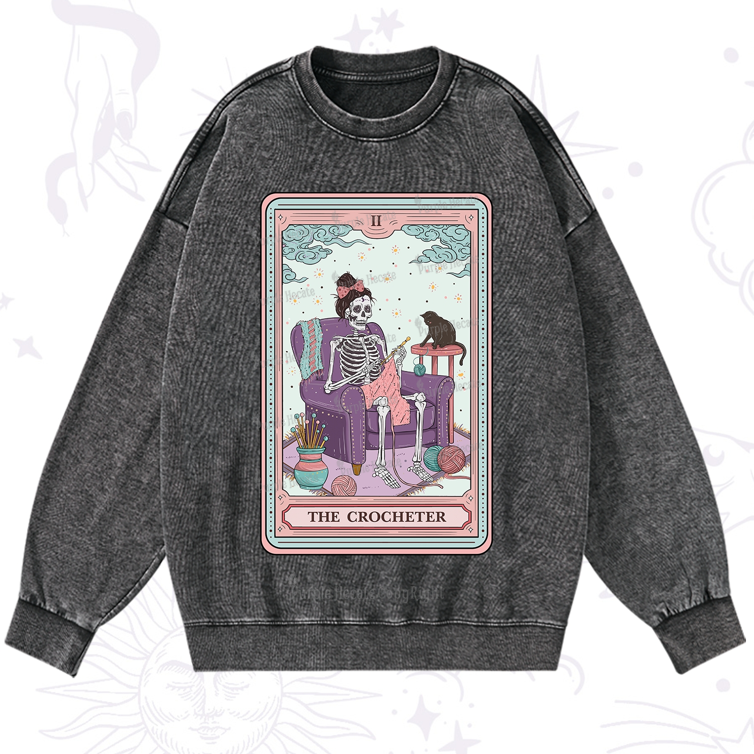 Purplehecate The Crocheter Tarot Washed Sweatshirt