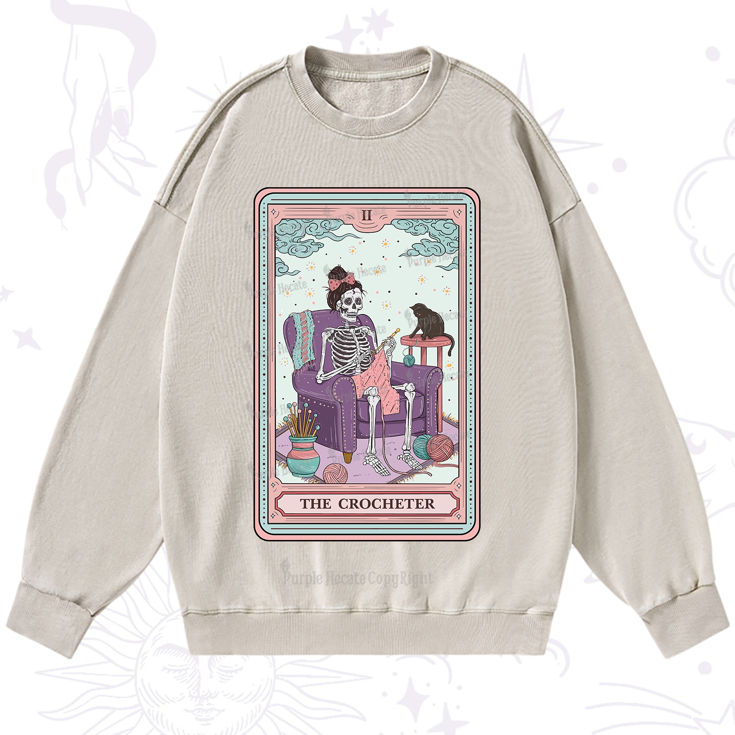 Purplehecate The Crocheter Tarot Washed Sweatshirt