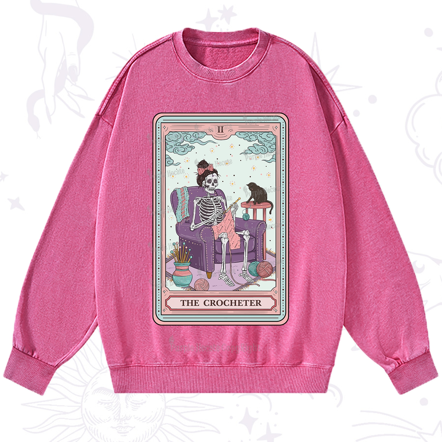 Purplehecate The Crocheter Tarot Washed Sweatshirt