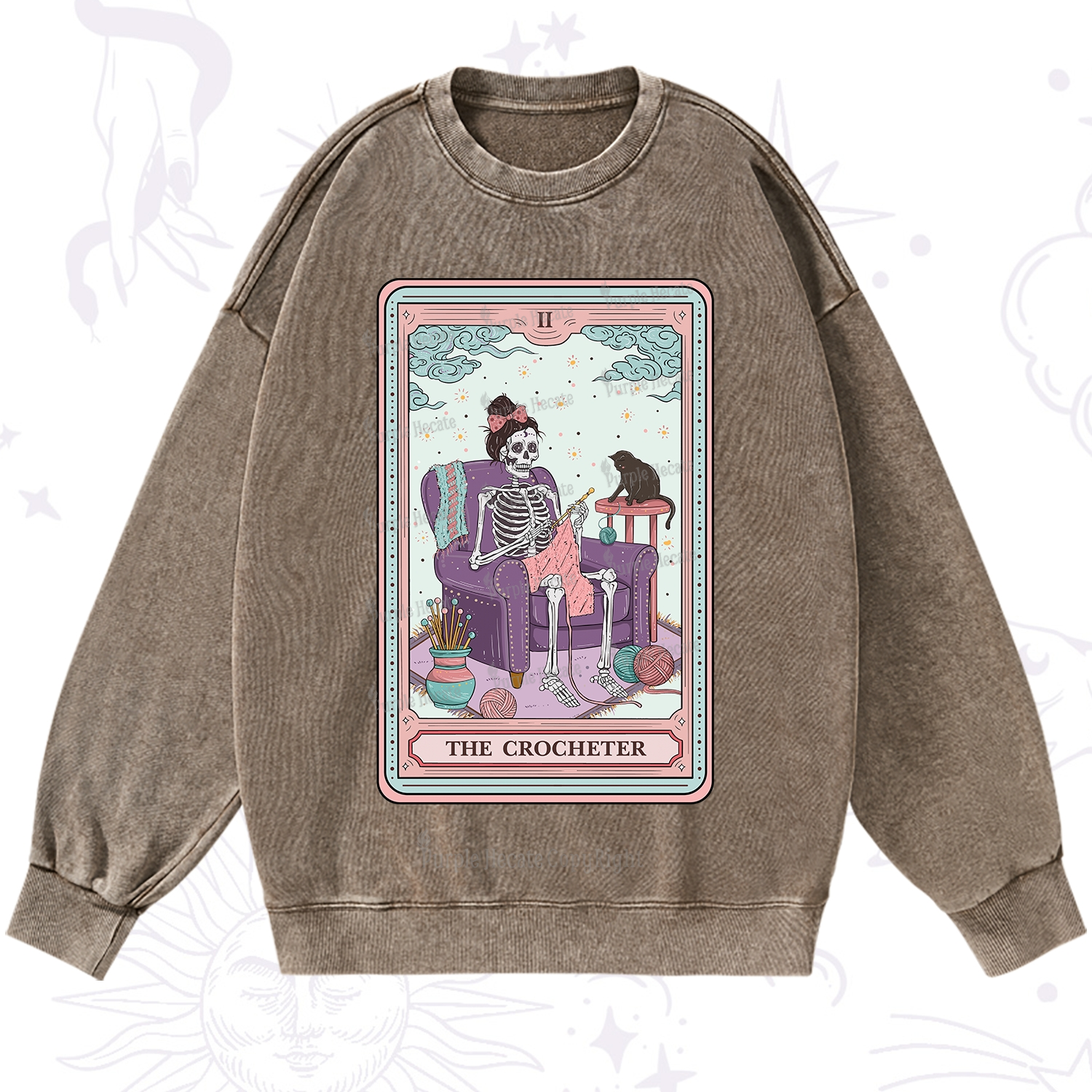 Purplehecate The Crocheter Tarot Washed Sweatshirt
