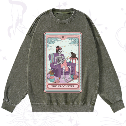 Purplehecate The Crocheter Tarot Washed Sweatshirt