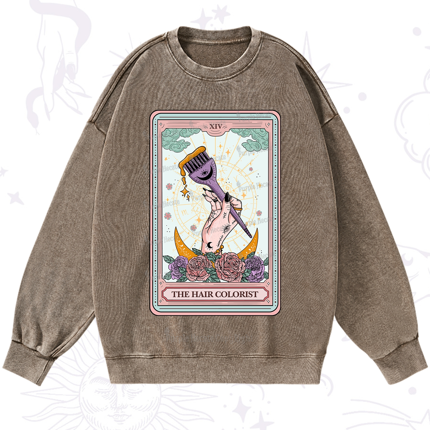 Purplehecate The Hair Colorist Tarot Washed Sweatshirt