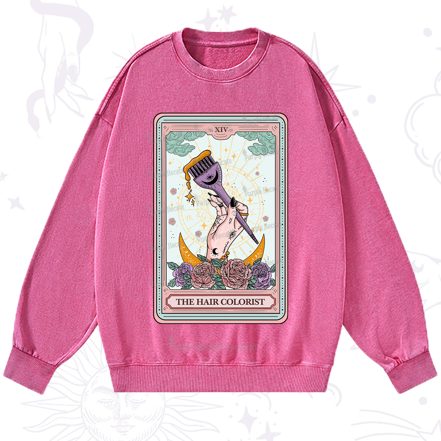 Purplehecate The Hair Colorist Tarot Washed Sweatshirt