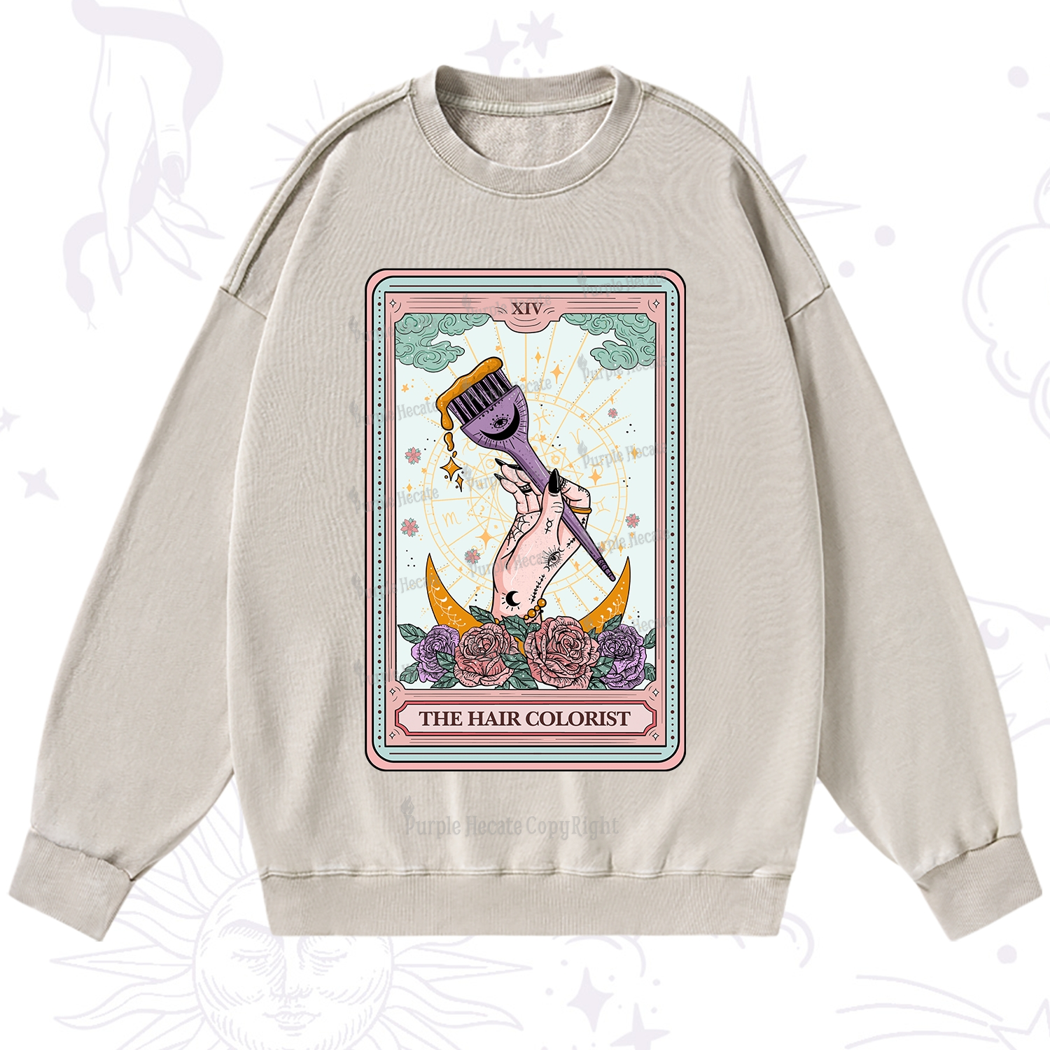 Purplehecate The Hair Colorist Tarot Washed Sweatshirt