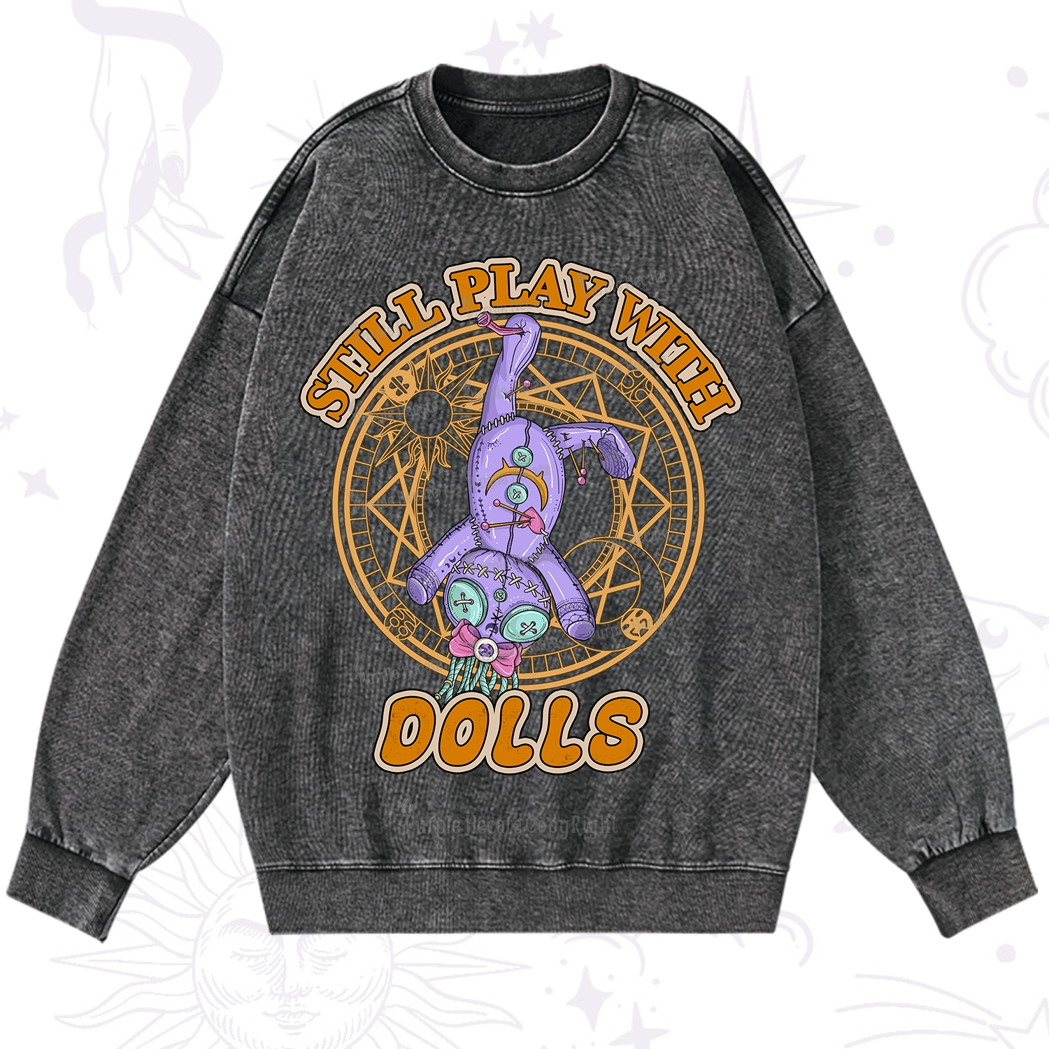Purplehecate Still Plays With Dolls Washed Sweatshirt