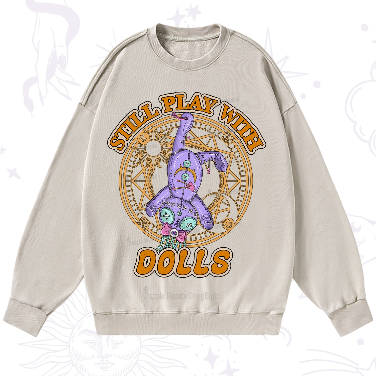 Purplehecate Still Plays With Dolls Washed Sweatshirt